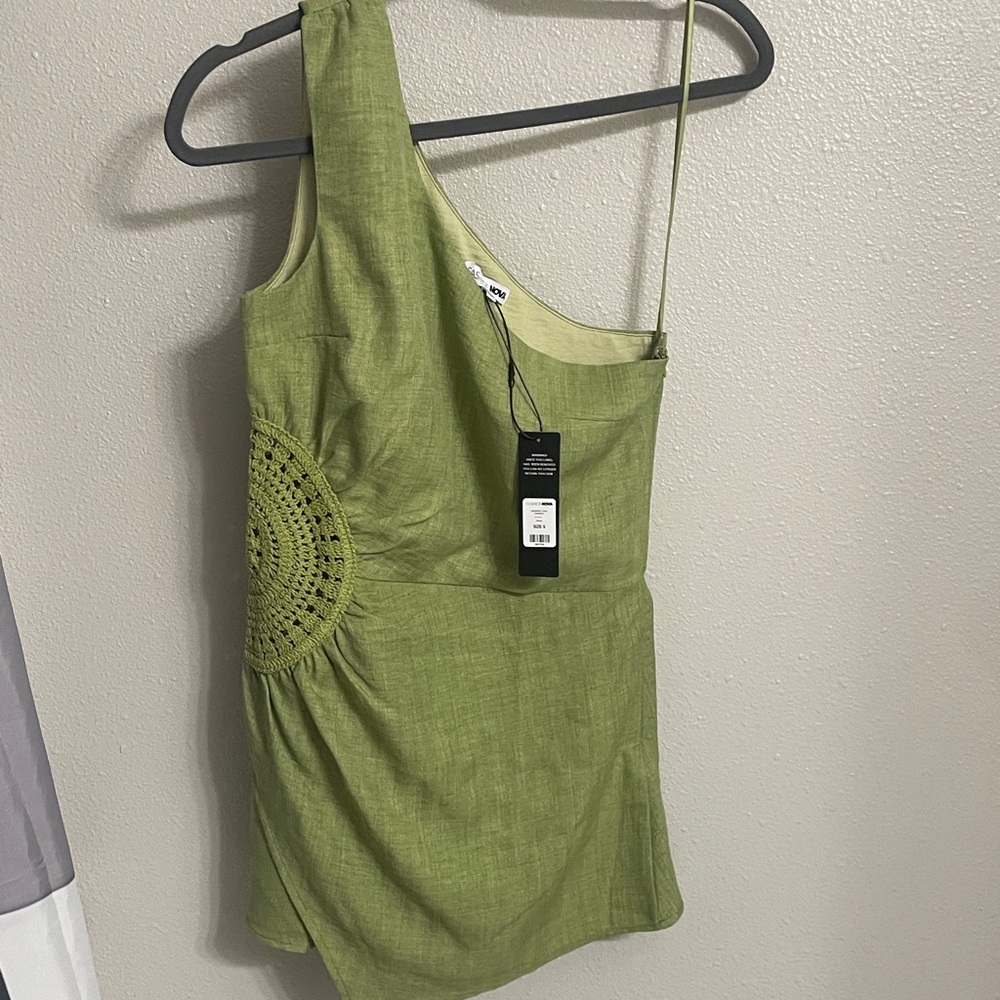 Fashion Nova Green One-Shoulder romper